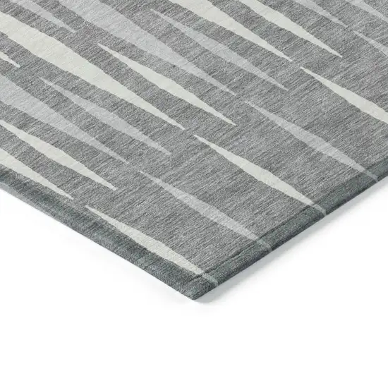 Gray And Ivory Geometric Washable Indoor Outdoor Area Rug Photo 5