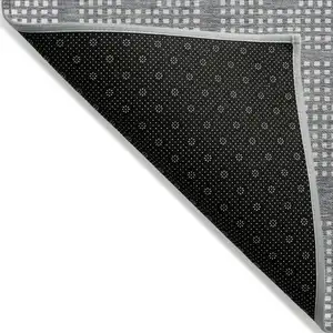 Photo of Gray And Ivory Geometric Washable Indoor Outdoor Area Rug