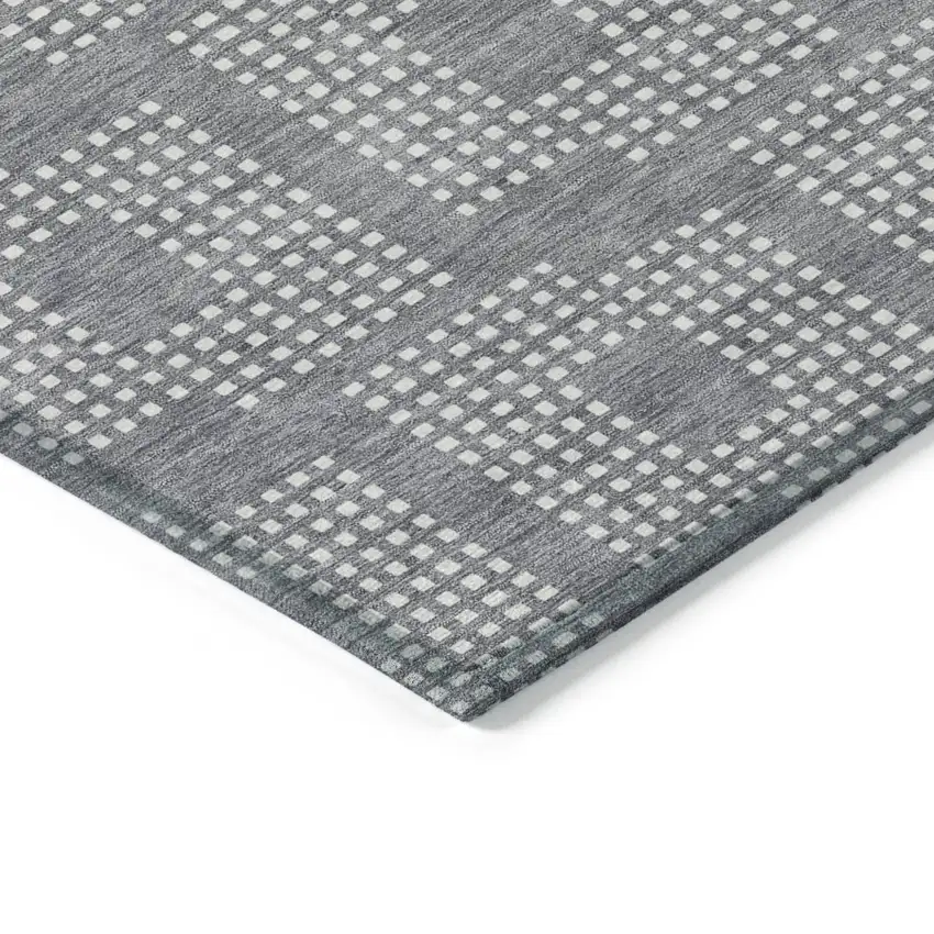 Gray And Ivory Geometric Washable Indoor Outdoor Area Rug Photo 5