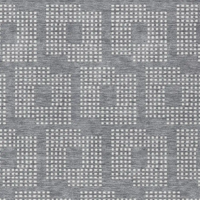 Gray And Ivory Geometric Washable Indoor Outdoor Area Rug Photo 6