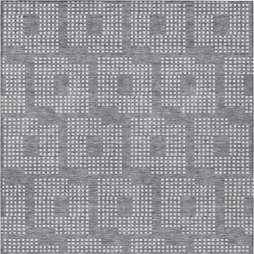Gray And Ivory Geometric Washable Indoor Outdoor Area Rug Photo 7