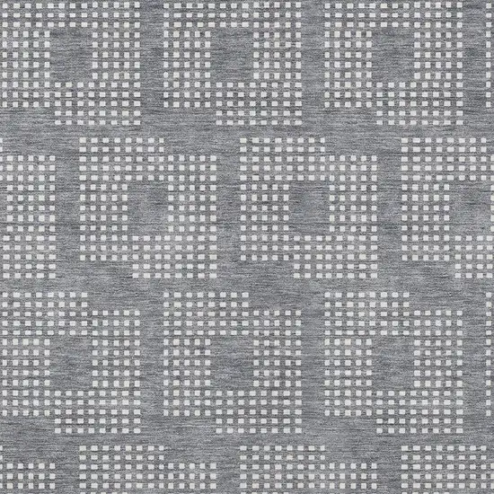 Gray And Ivory Geometric Washable Indoor Outdoor Area Rug Photo 6