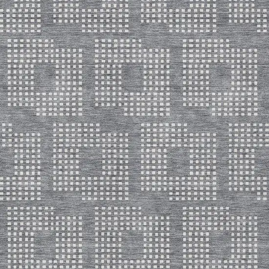Gray And Ivory Geometric Washable Indoor Outdoor Area Rug Photo 6