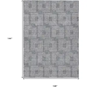 Photo of Gray And Ivory Geometric Washable Indoor Outdoor Area Rug