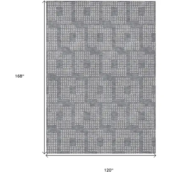 Gray And Ivory Geometric Washable Indoor Outdoor Area Rug Photo 3