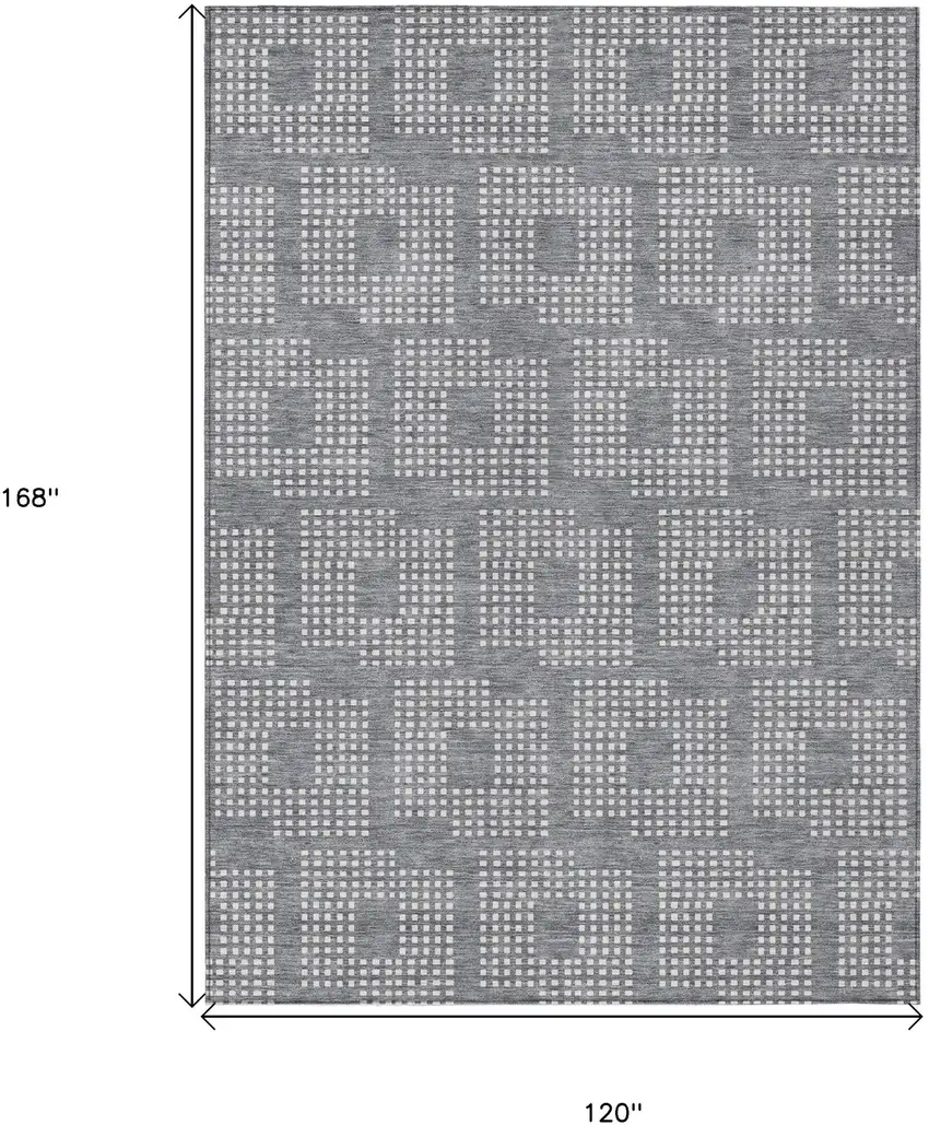 Gray And Ivory Geometric Washable Indoor Outdoor Area Rug Photo 3