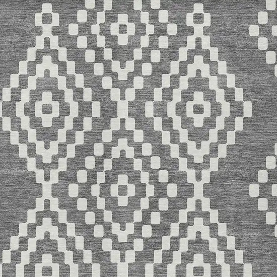 Gray And Ivory Geometric Washable Indoor Outdoor Area Rug Photo 7