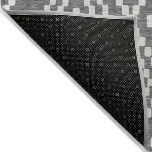 Photo of Gray And Ivory Geometric Washable Indoor Outdoor Area Rug