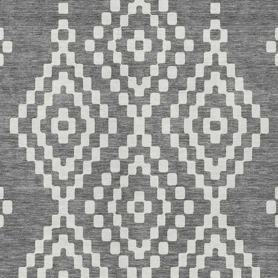 Gray And Ivory Geometric Washable Indoor Outdoor Area Rug Photo 7