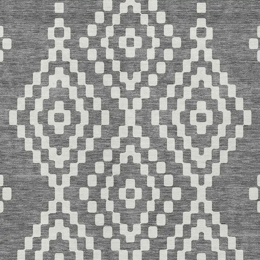 Gray And Ivory Geometric Washable Indoor Outdoor Area Rug Photo 7