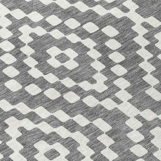 Gray And Ivory Geometric Washable Indoor Outdoor Area Rug Photo 6