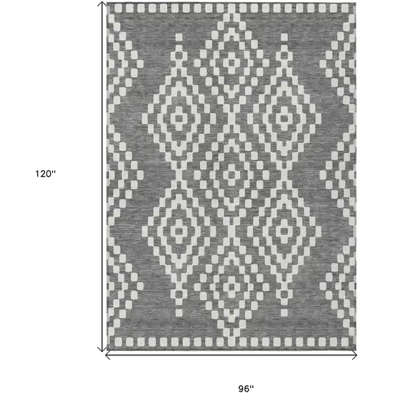 Gray And Ivory Geometric Washable Indoor Outdoor Area Rug Photo 3