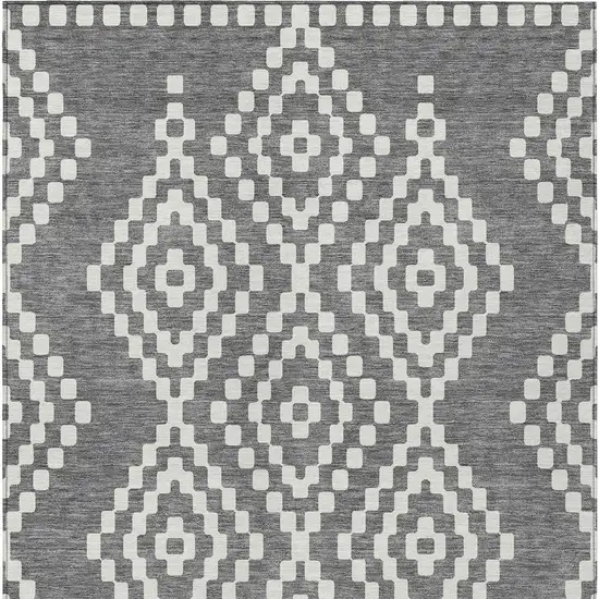 Gray And Ivory Geometric Washable Indoor Outdoor Area Rug Photo 8