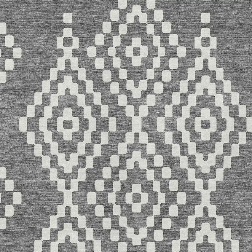 Gray And Ivory Geometric Washable Indoor Outdoor Area Rug Photo 7