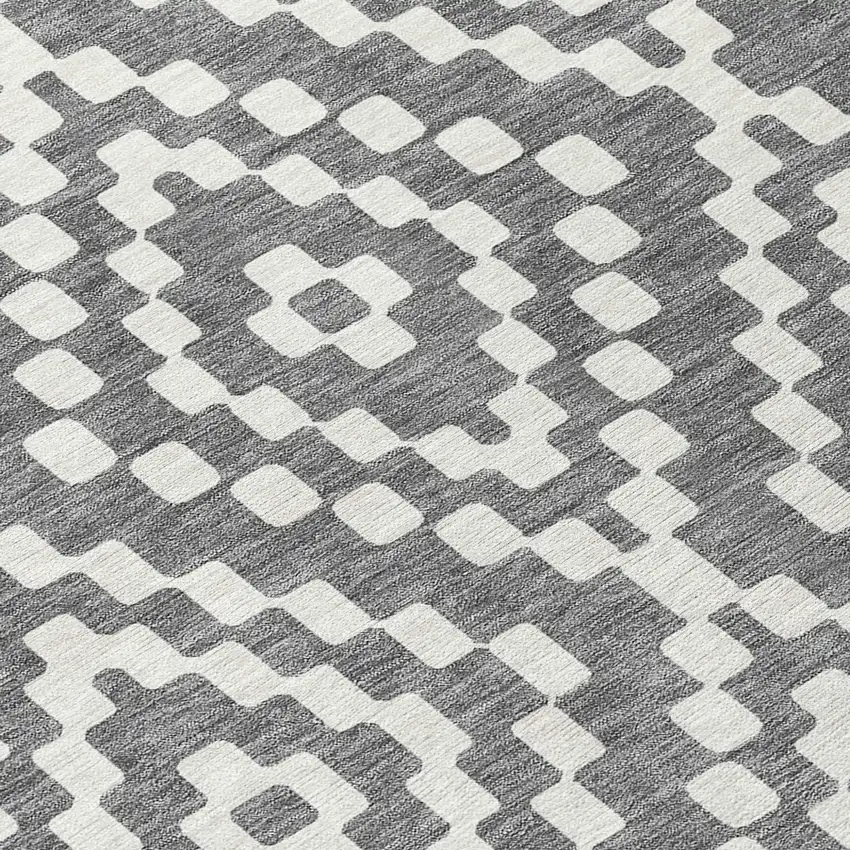Gray And Ivory Geometric Washable Indoor Outdoor Area Rug Photo 6