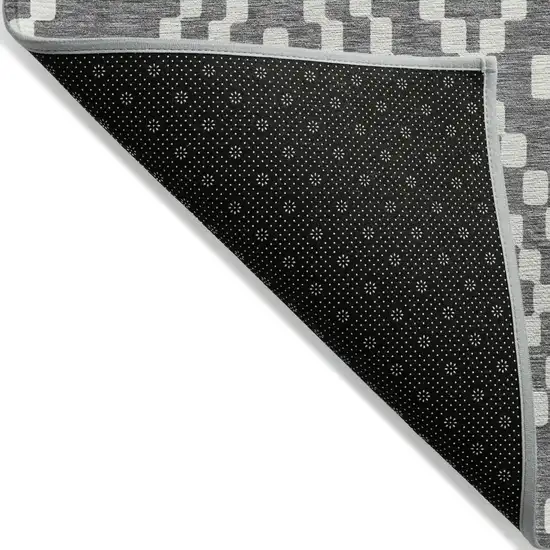 Gray And Ivory Geometric Washable Indoor Outdoor Area Rug Photo 4