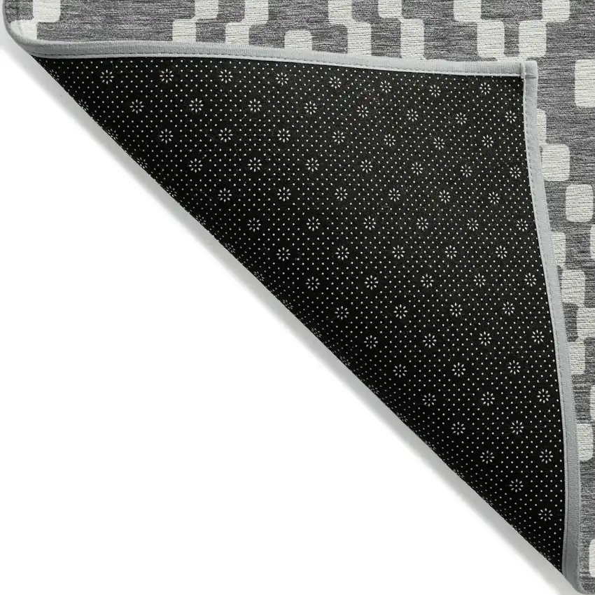 Gray And Ivory Geometric Washable Indoor Outdoor Area Rug Photo 4
