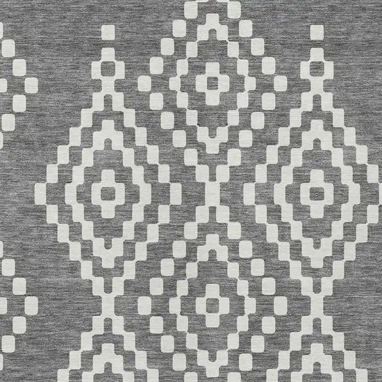 Gray And Ivory Geometric Washable Indoor Outdoor Area Rug Photo 7