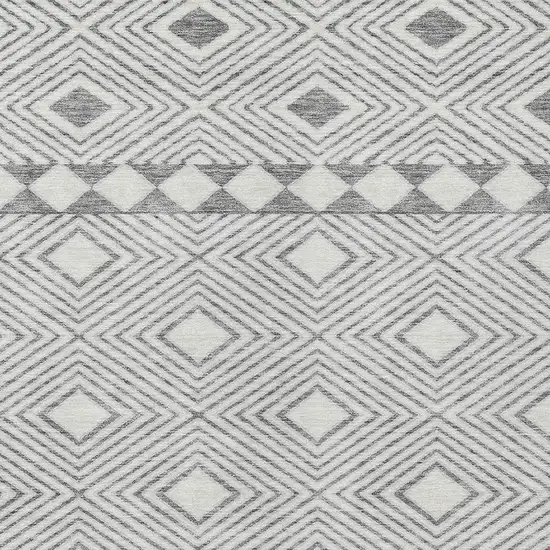Gray And Ivory Geometric Washable Indoor Outdoor Area Rug Photo 6