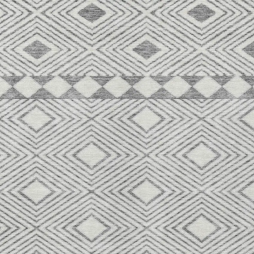 Gray And Ivory Geometric Washable Indoor Outdoor Area Rug Photo 6
