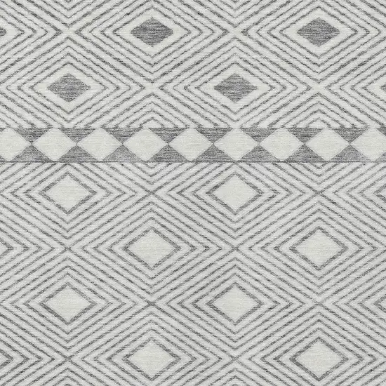 Gray And Ivory Geometric Washable Indoor Outdoor Area Rug Photo 6