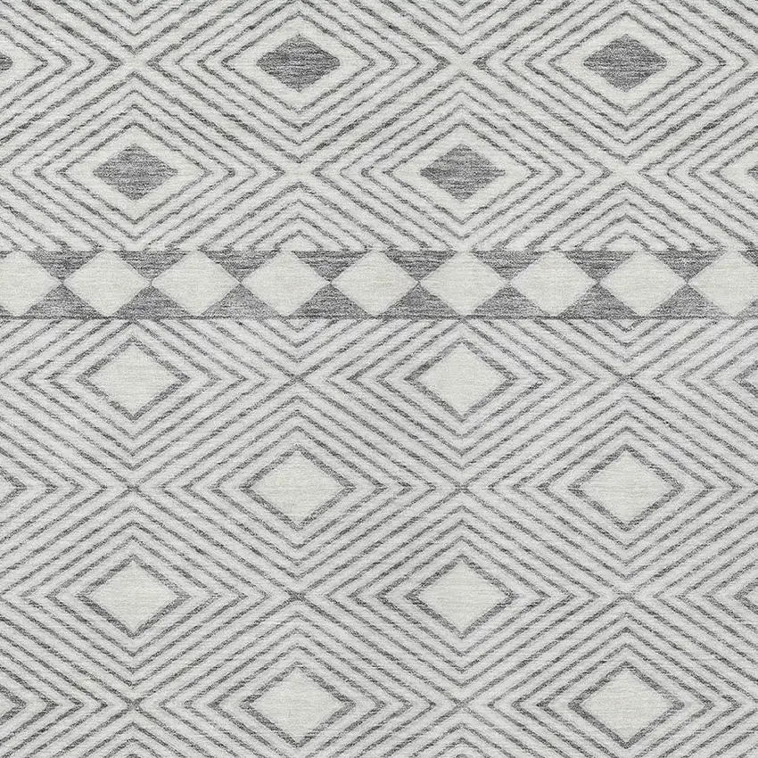 Gray And Ivory Geometric Washable Indoor Outdoor Area Rug Photo 6
