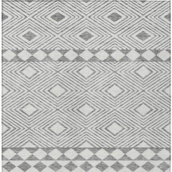 Gray And Ivory Geometric Washable Indoor Outdoor Area Rug Photo 7