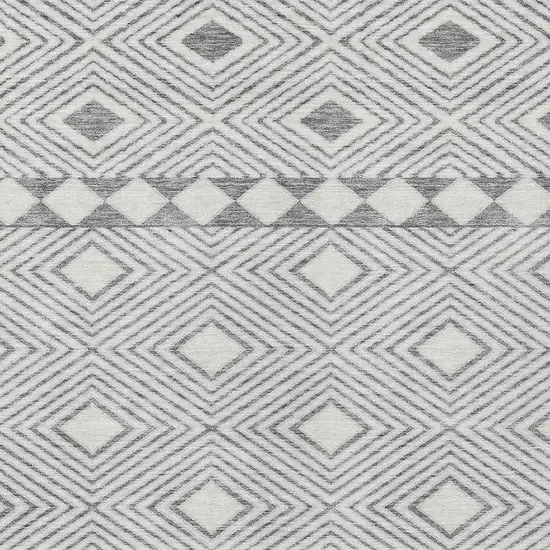 Gray And Ivory Geometric Washable Indoor Outdoor Area Rug Photo 6