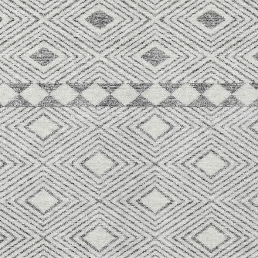 Gray And Ivory Geometric Washable Indoor Outdoor Area Rug Photo 6