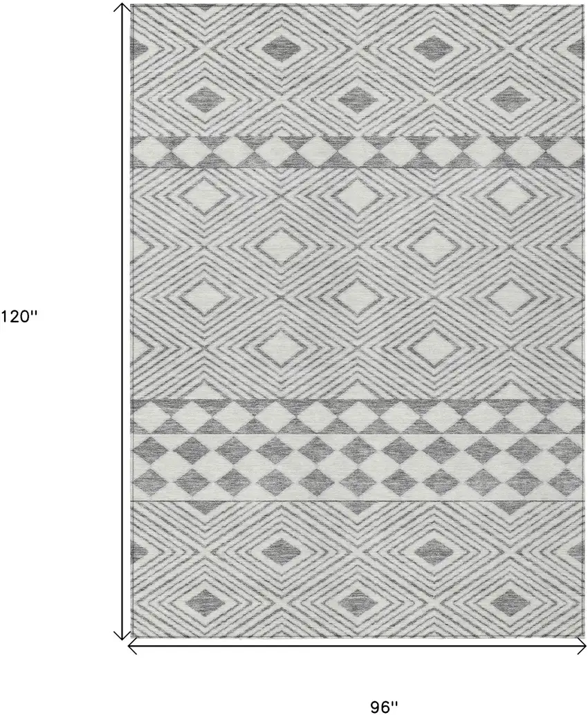 Gray And Ivory Geometric Washable Indoor Outdoor Area Rug Photo 3