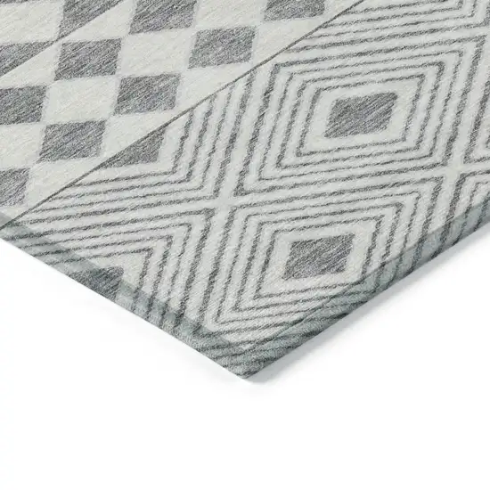 Gray And Ivory Geometric Washable Indoor Outdoor Area Rug Photo 5