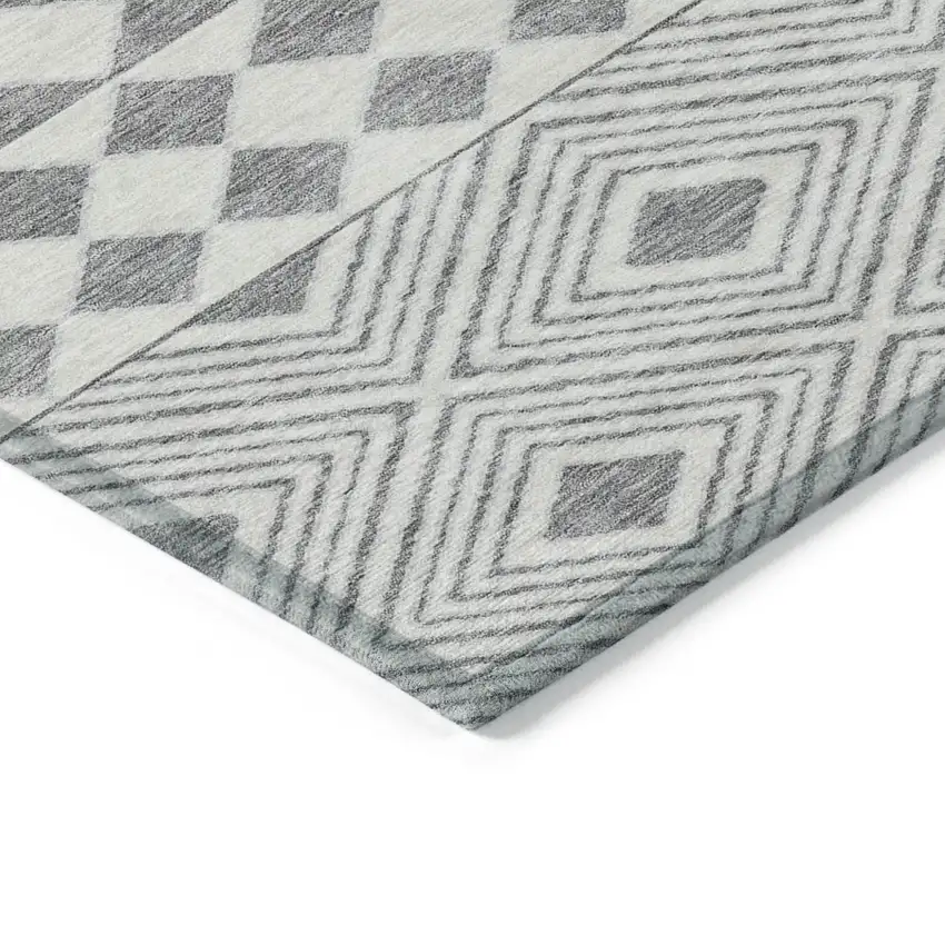 Gray And Ivory Geometric Washable Indoor Outdoor Area Rug Photo 5