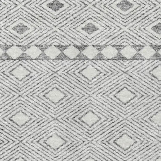 Gray And Ivory Geometric Washable Indoor Outdoor Area Rug Photo 6