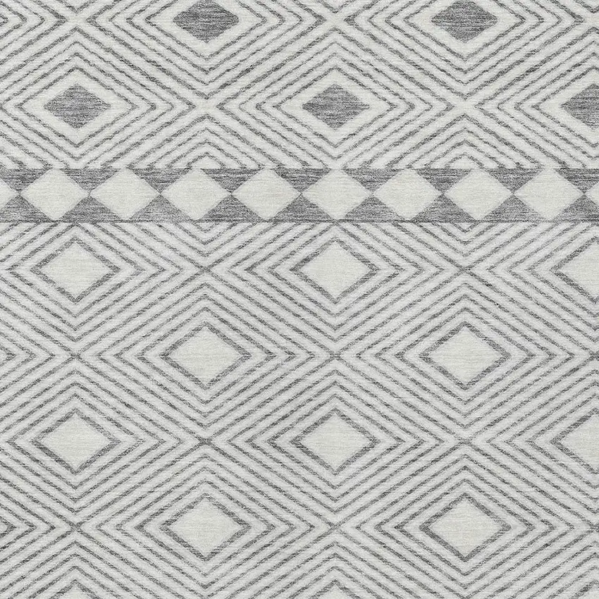 Gray And Ivory Geometric Washable Indoor Outdoor Area Rug Photo 6