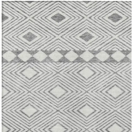 Gray And Ivory Geometric Washable Indoor Outdoor Area Rug Photo 6