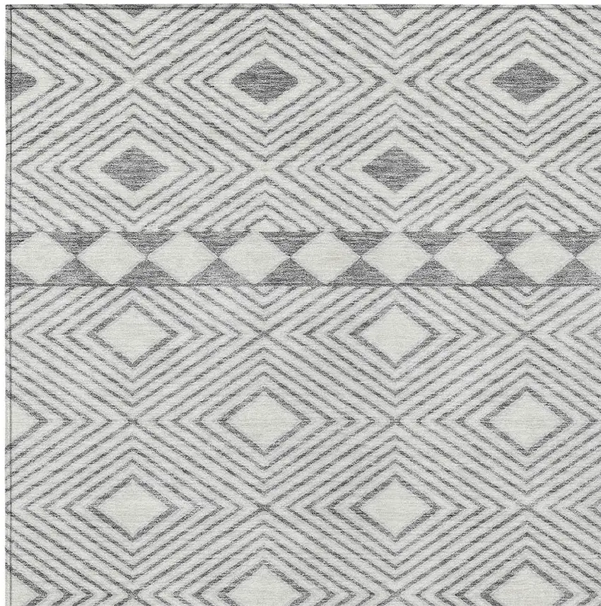Gray And Ivory Geometric Washable Indoor Outdoor Area Rug Photo 6