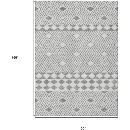 Gray And Ivory Geometric Washable Indoor Outdoor Area Rug Photo 3