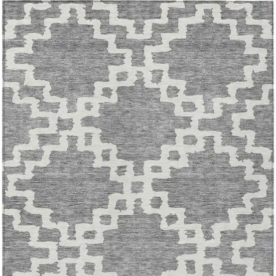 Gray And Ivory Geometric Washable Indoor Outdoor Area Rug Photo 6