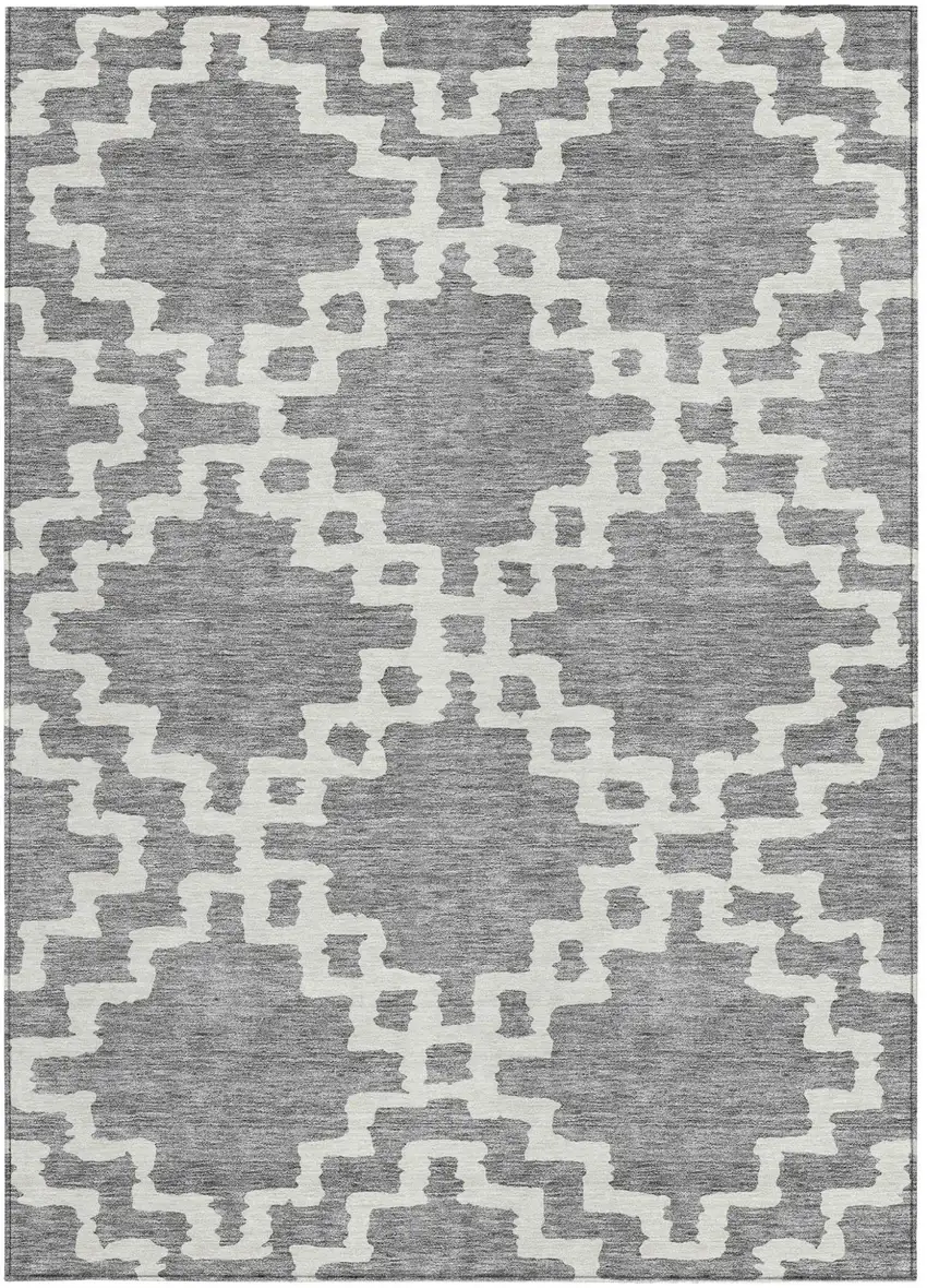 Gray And Ivory Geometric Washable Indoor Outdoor Area Rug Photo 7