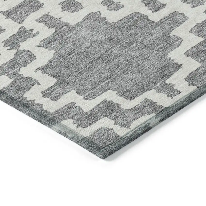 Gray And Ivory Geometric Washable Indoor Outdoor Area Rug Photo 5