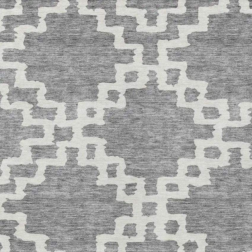 Gray And Ivory Geometric Washable Indoor Outdoor Area Rug Photo 6