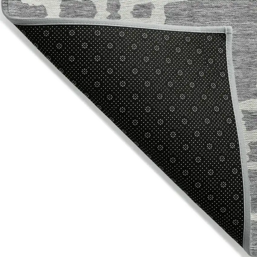 Gray And Ivory Geometric Washable Indoor Outdoor Area Rug Photo 4