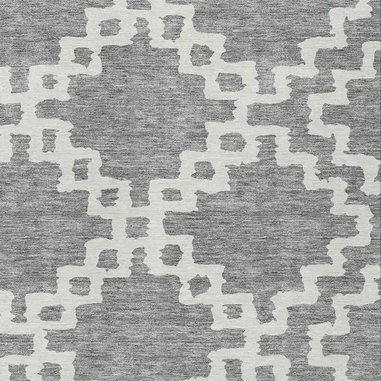Gray And Ivory Geometric Washable Indoor Outdoor Area Rug Photo 6