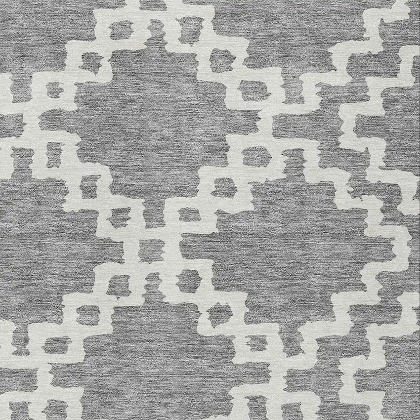 Gray And Ivory Geometric Washable Indoor Outdoor Area Rug Photo 6