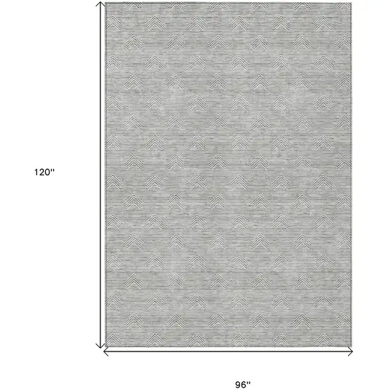Gray And Ivory Geometric Washable Indoor Outdoor Area Rug Photo 3