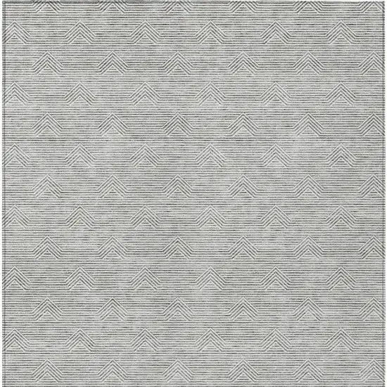 Gray And Ivory Geometric Washable Indoor Outdoor Area Rug Photo 7