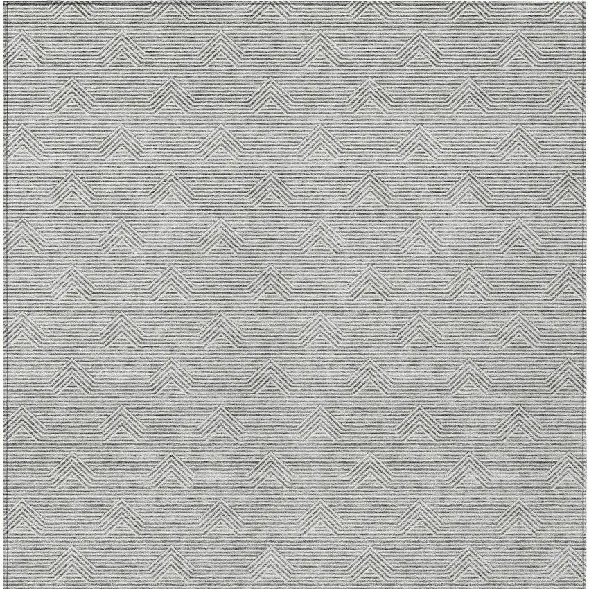 Gray And Ivory Geometric Washable Indoor Outdoor Area Rug Photo 7