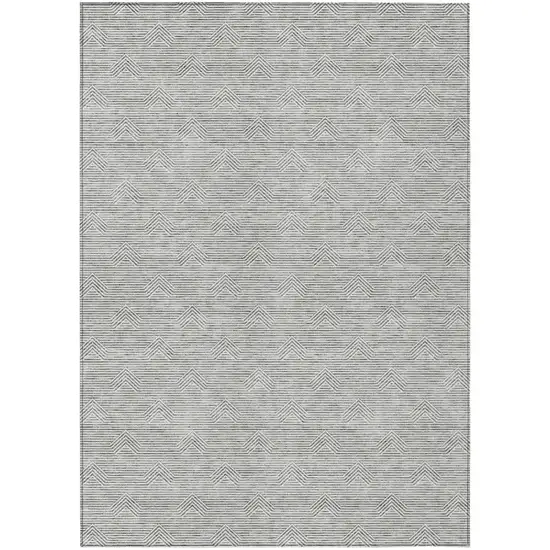 Gray And Ivory Geometric Washable Indoor Outdoor Area Rug Photo 2