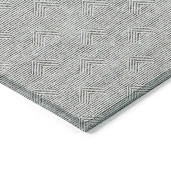 Gray And Ivory Geometric Washable Indoor Outdoor Area Rug Photo 5