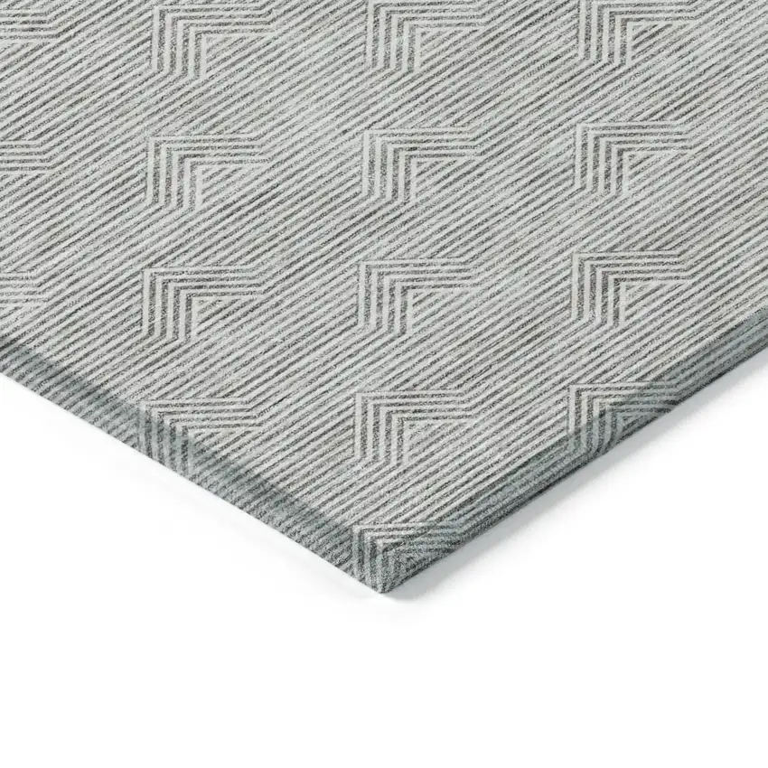 Gray And Ivory Geometric Washable Indoor Outdoor Area Rug Photo 5
